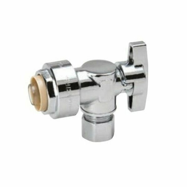 Mueller Ind. Proline Angle Stop Valve, 1/2x3/8in Connection, Push-FitxCompression, Quarter-Turn Actuator 1190-932HC